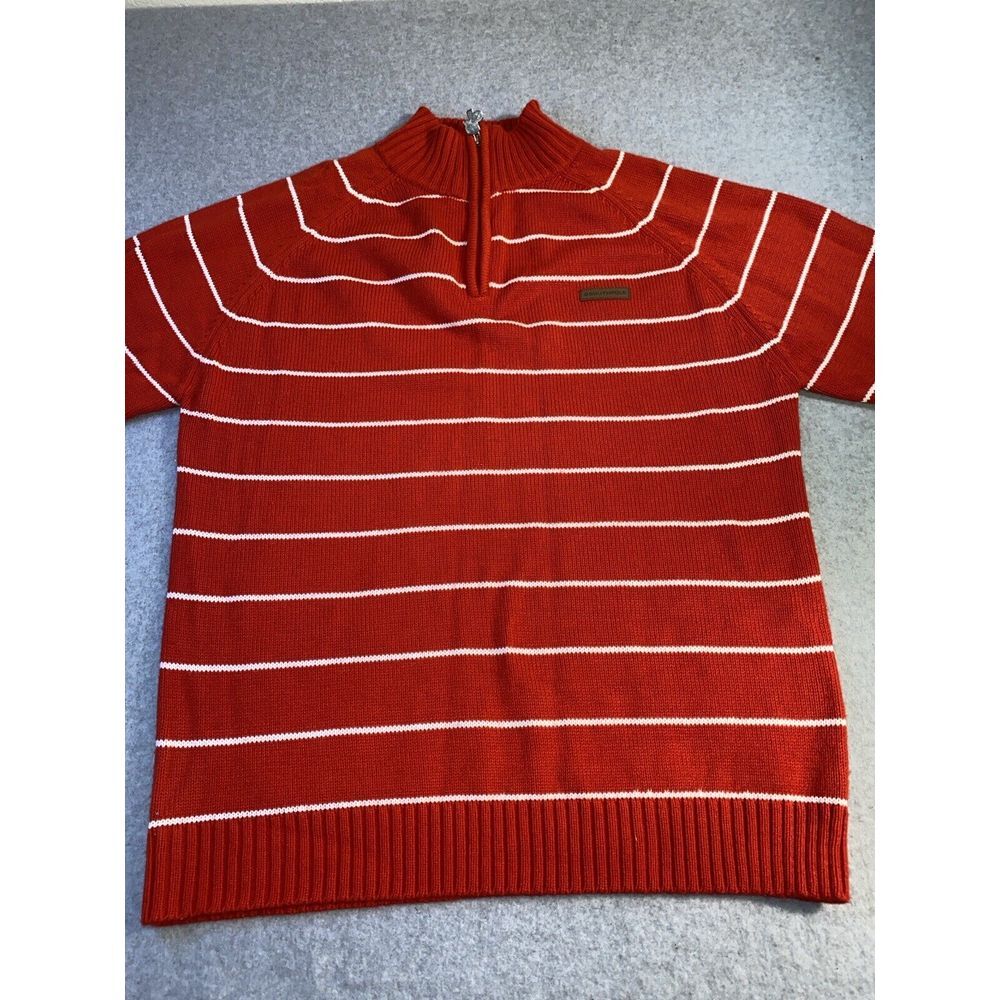 SOUTHPOLE Vtg Red Striped 1/4 Zip Rib Knit SWEATER Men's XL - Picture 6 of 9
